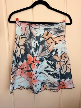 Haystacks reversible Floral A-Line Skirt in Coral, Pale Blue & Navy SzS